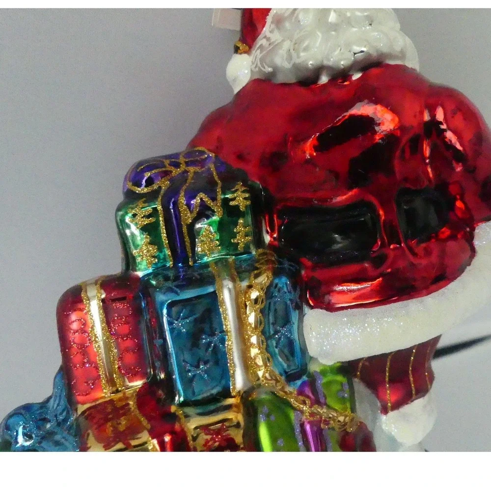Christopher Radko Ready To Go Santa Sleigh Glass Christmas Ornament 1018616 New